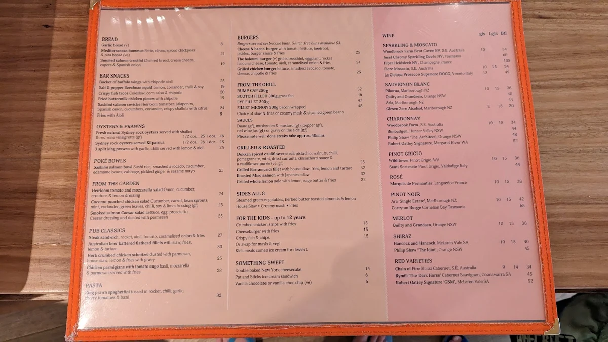 Menu, Mrs May Bistro and Bar