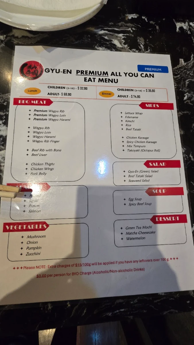 Menu, Gyu En Mandurah