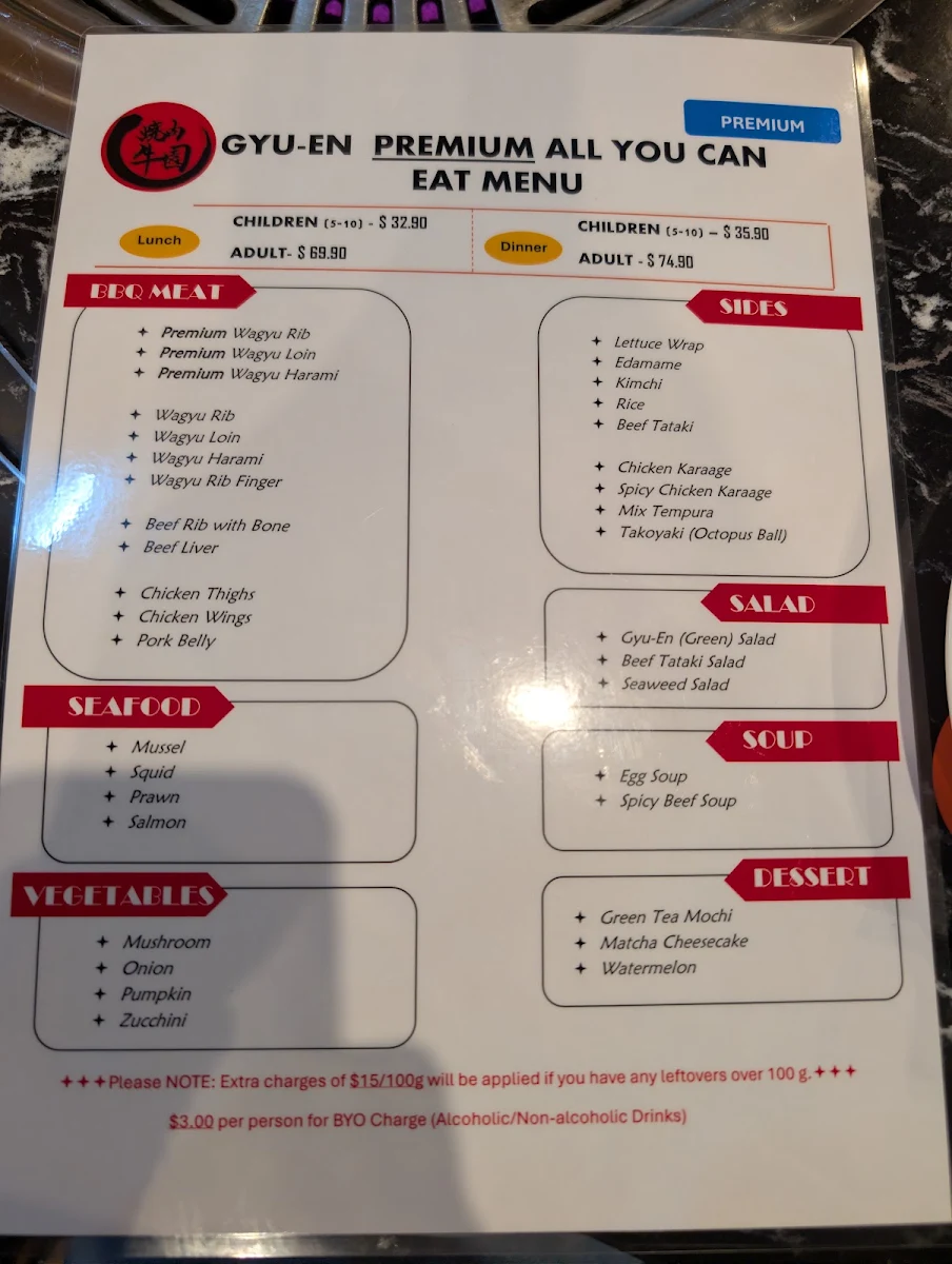 Menu, Gyu En Mandurah