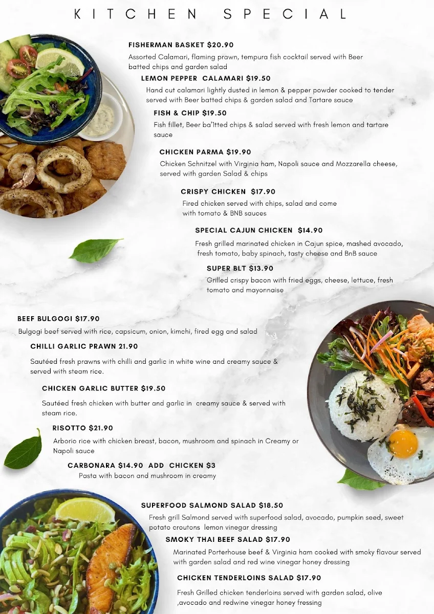 Menu, Books n Bites cafe