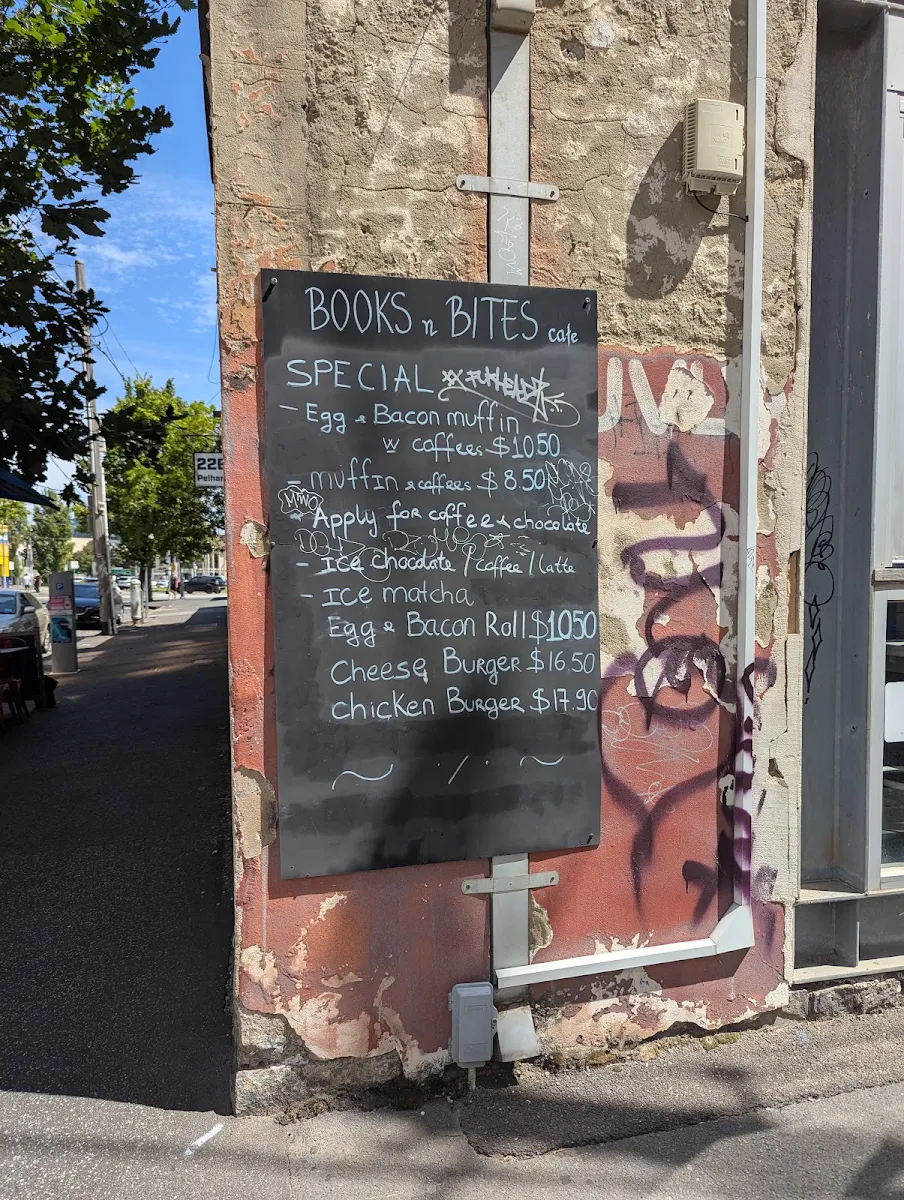 Menu, Books n Bites cafe