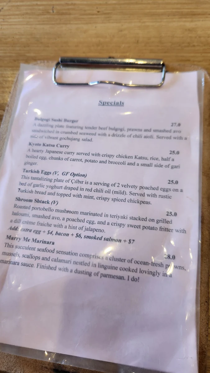Menu, Cafe Rubix