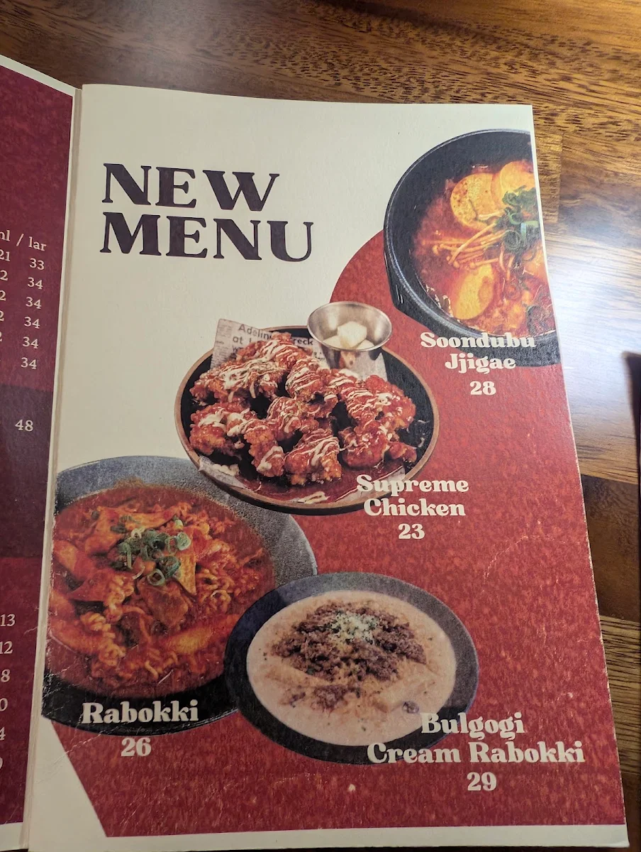 Menu, kornerd.