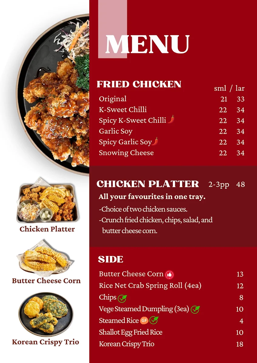 Menu, kornerd.