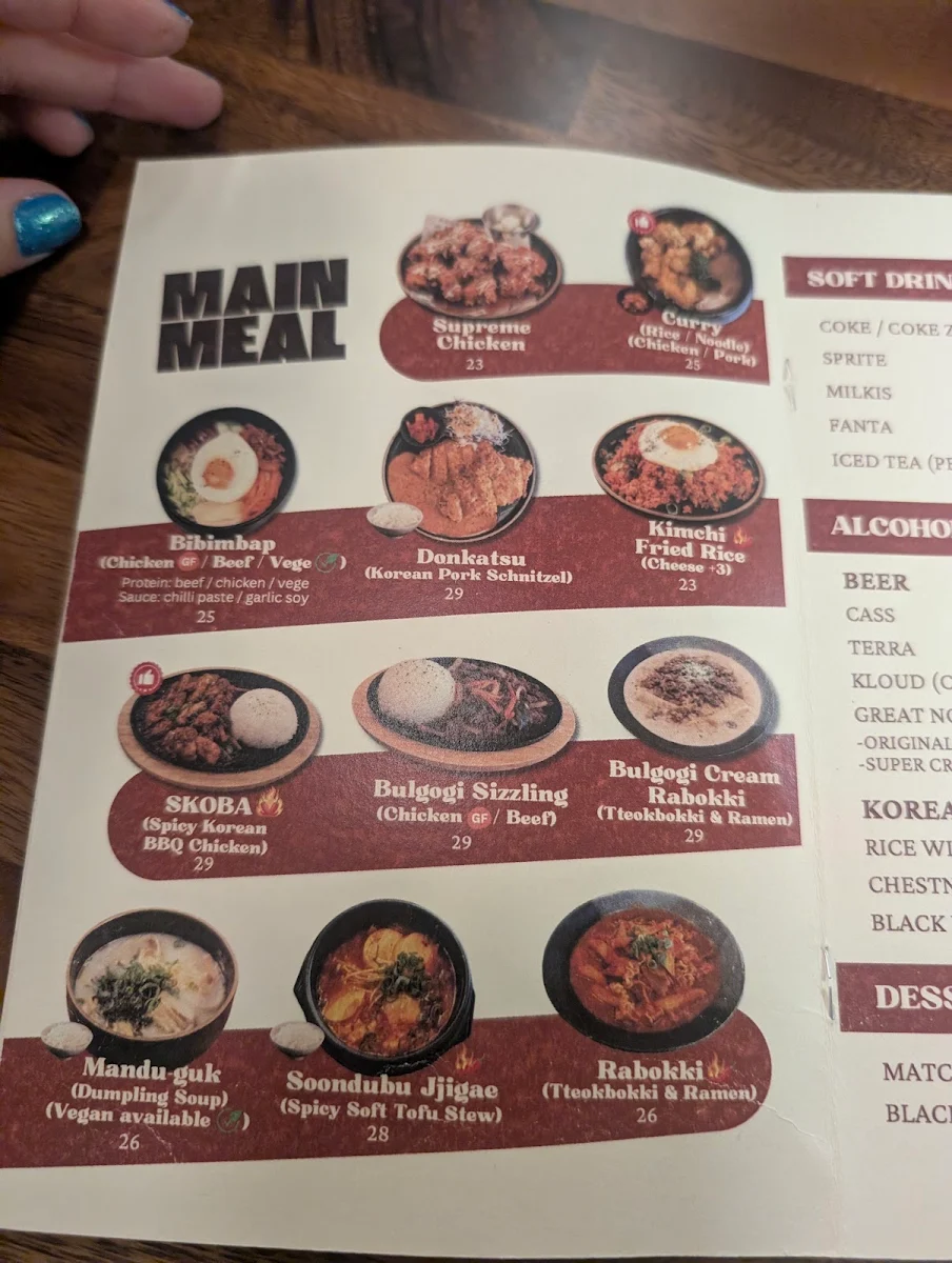 Menu, kornerd.