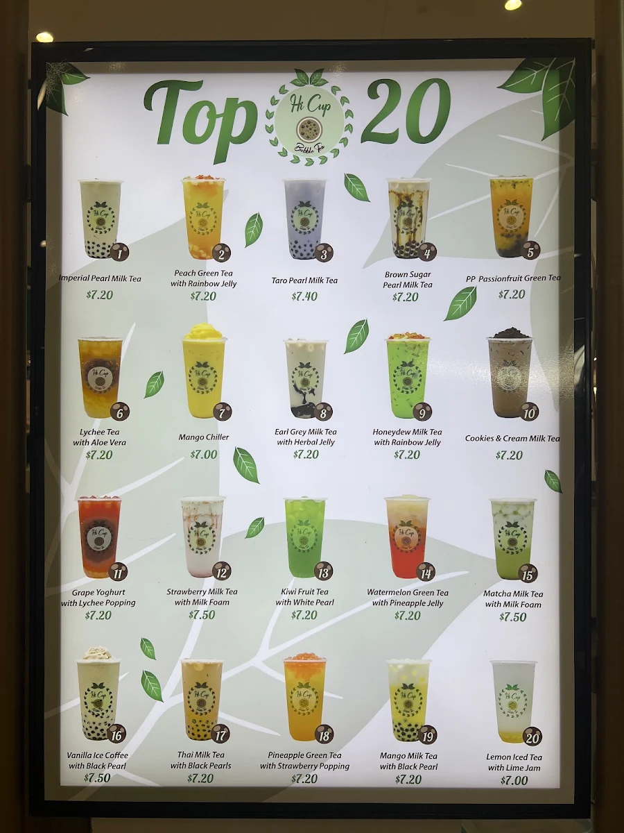 Menu, Hi Cup Bubble Tea SMITHFIELD