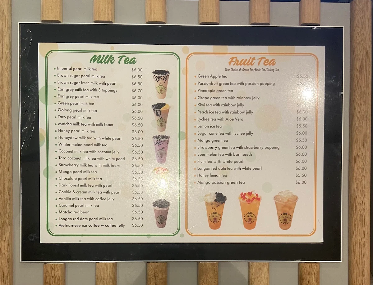 Menu, Hi Cup Bubble Tea SMITHFIELD