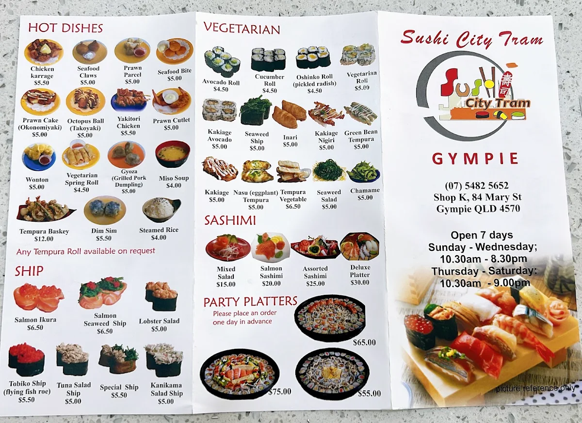 Menu, Sushi City Tram Gympie
