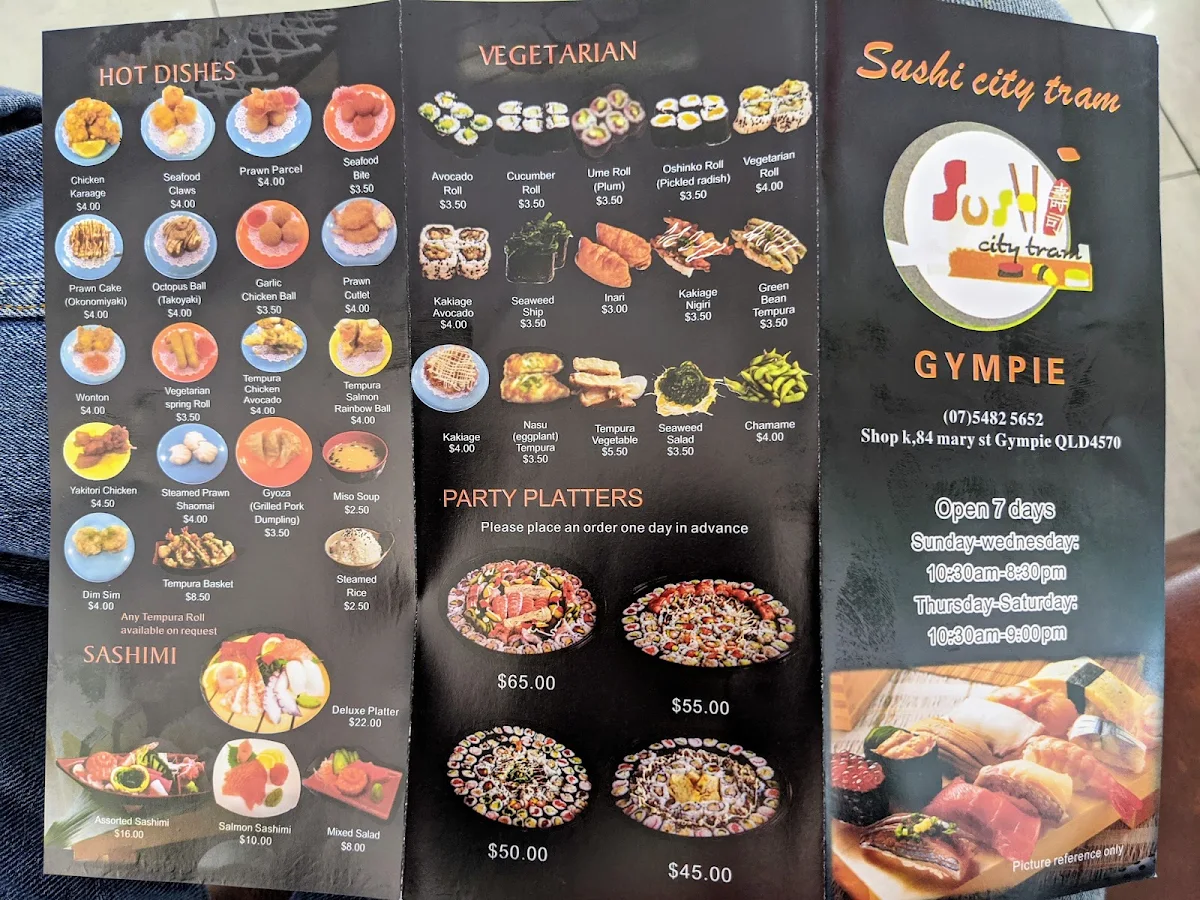 Menu, Sushi City Tram Gympie