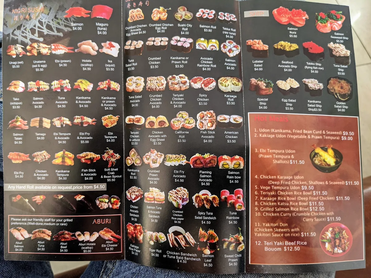 Menu, Sushi City Tram Gympie