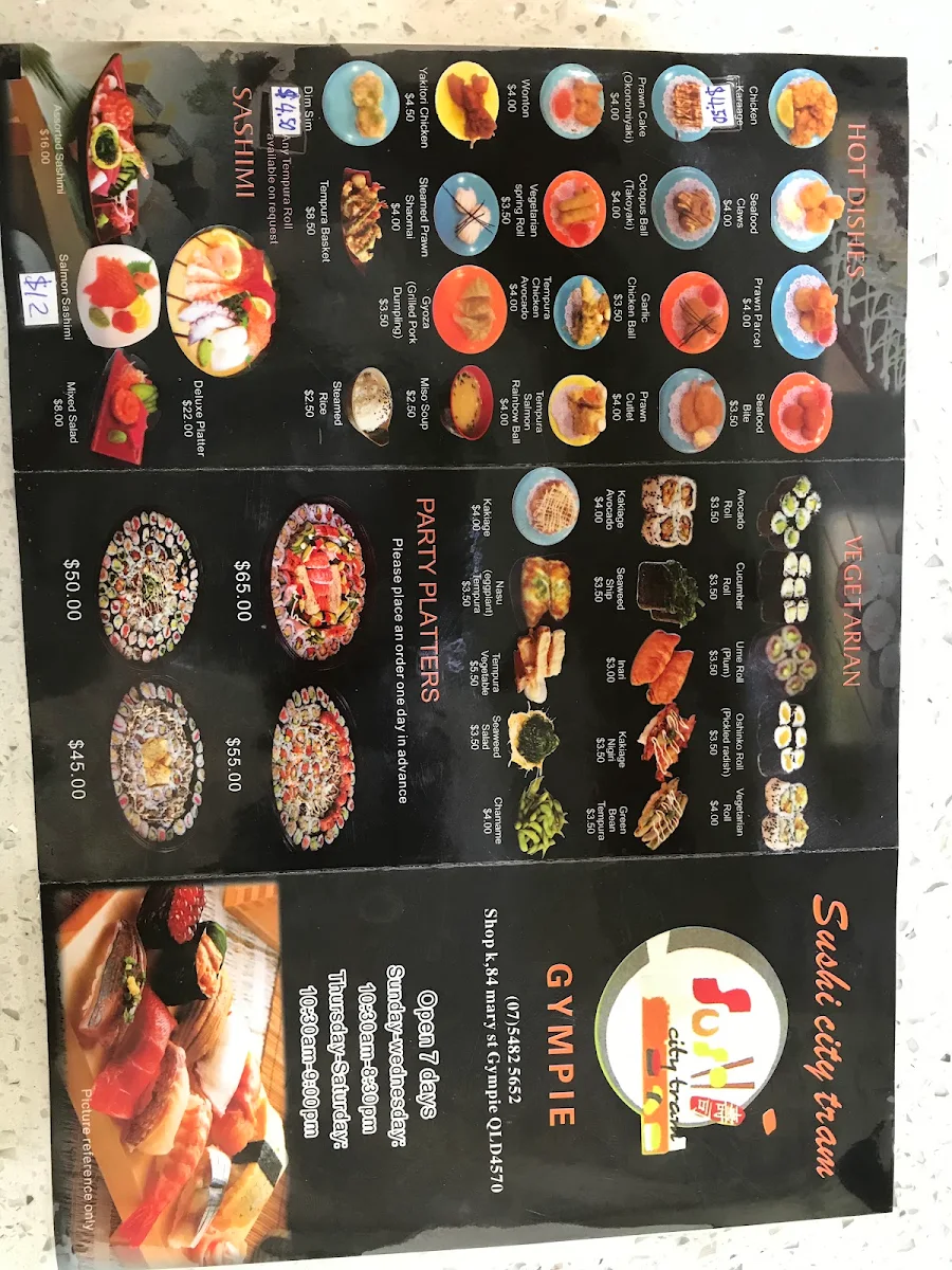 Menu, Sushi City Tram Gympie