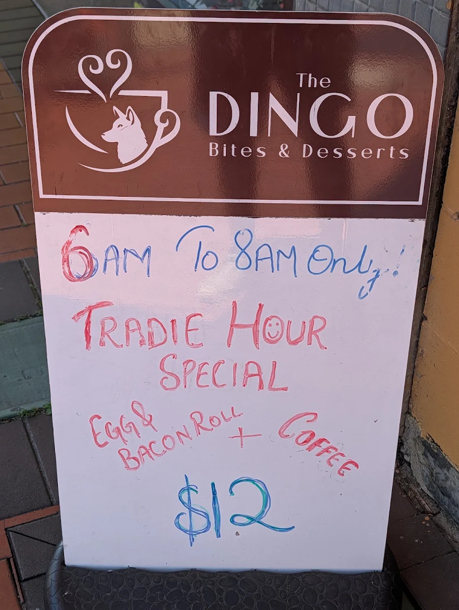 Menu, The Dingo Cafe