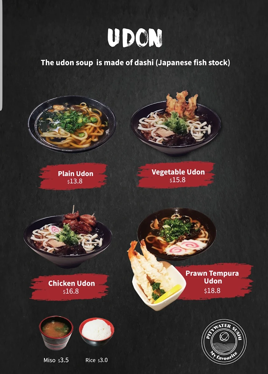 Menu, Pittwater Sushi
