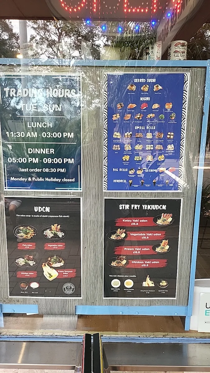 Menu, Pittwater Sushi