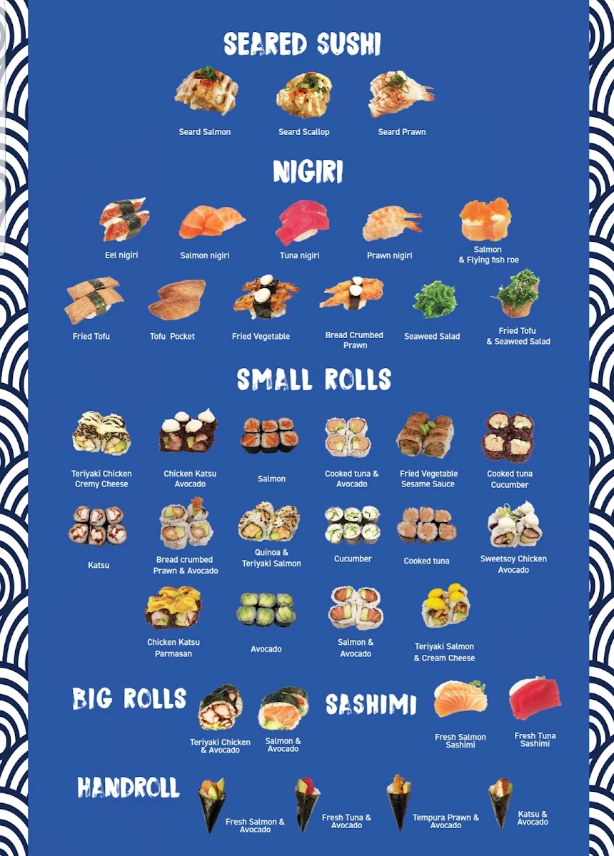 Menu, Pittwater Sushi