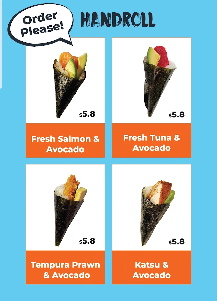 Menu, Pittwater Sushi