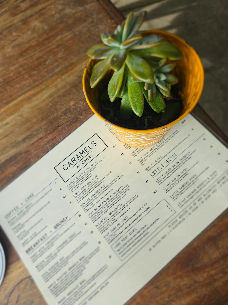 Menu, Caramels at Cathie