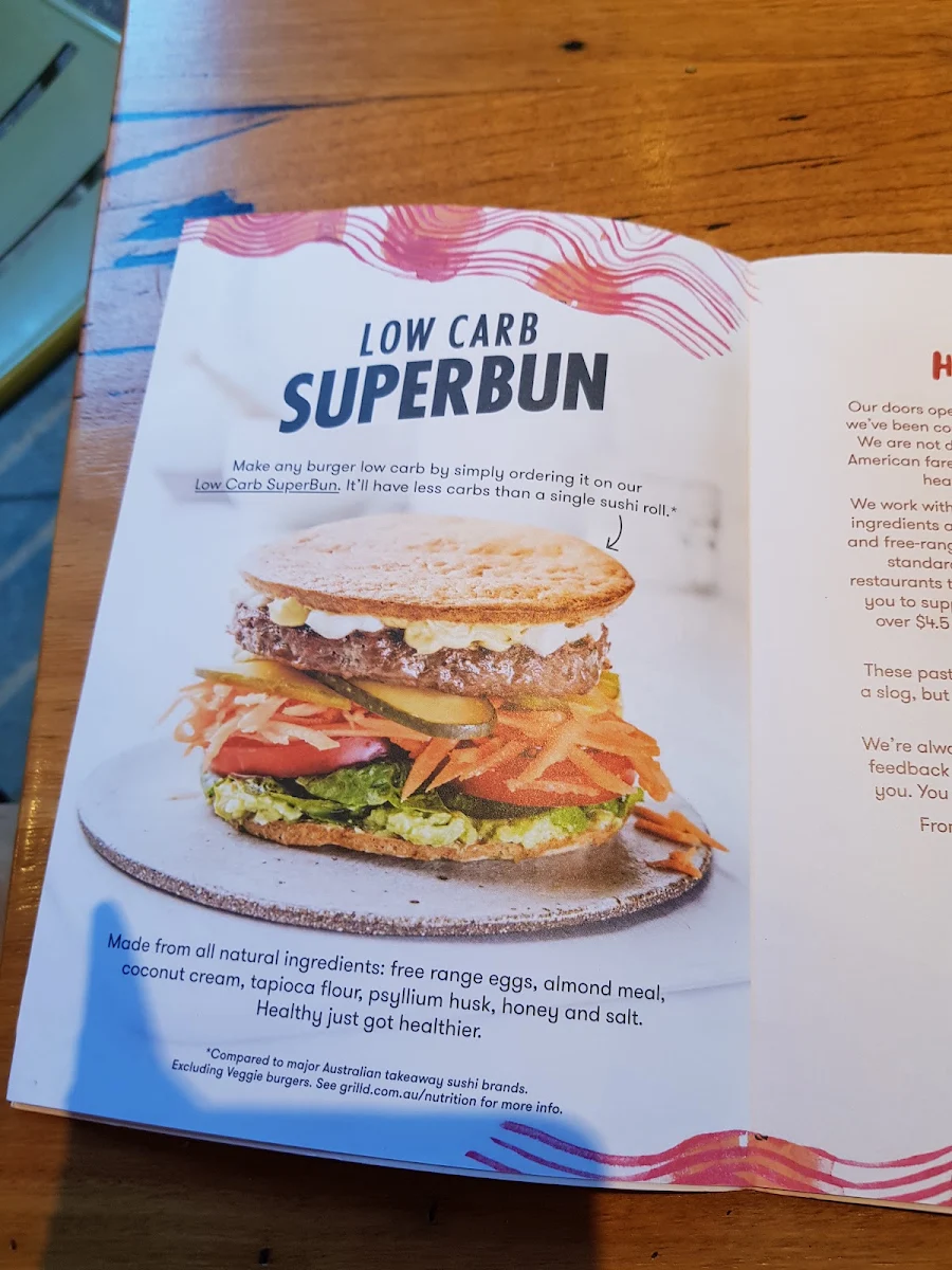 Menu, Grill'd Carlton
