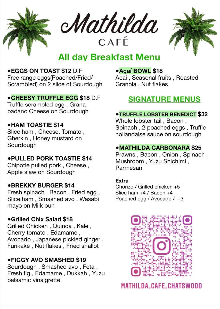 Menu, Kitaya Cafe Chatswood