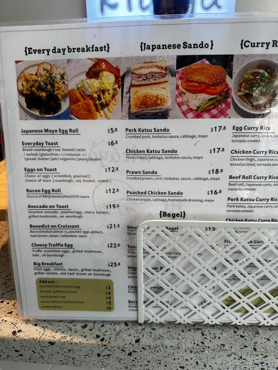 Menu, Kitaya Cafe Chatswood