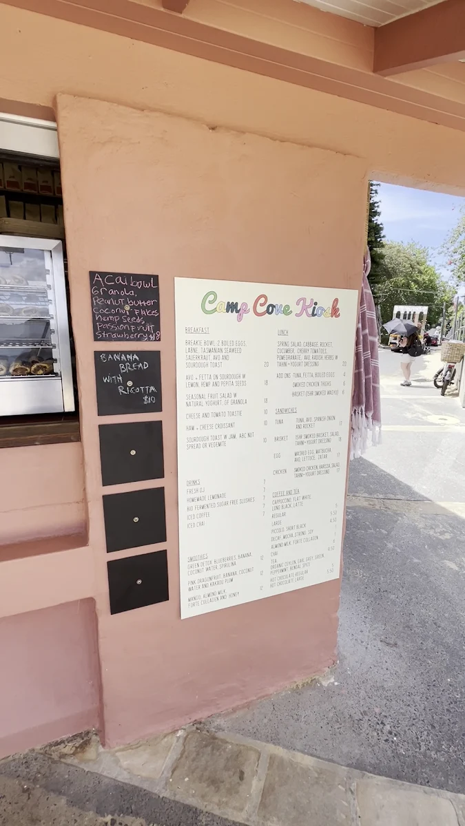 Menu, Camp Cove Kiosk Watsons Bay