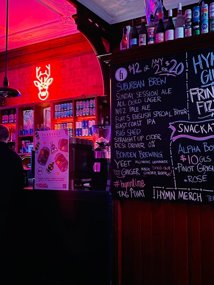 Menu, HYMN Bar