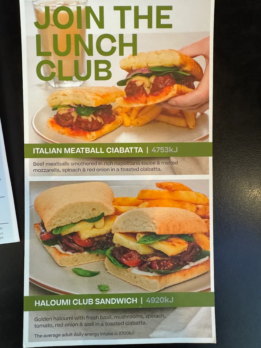 Menu, The Coffee Club Café - Tarneit