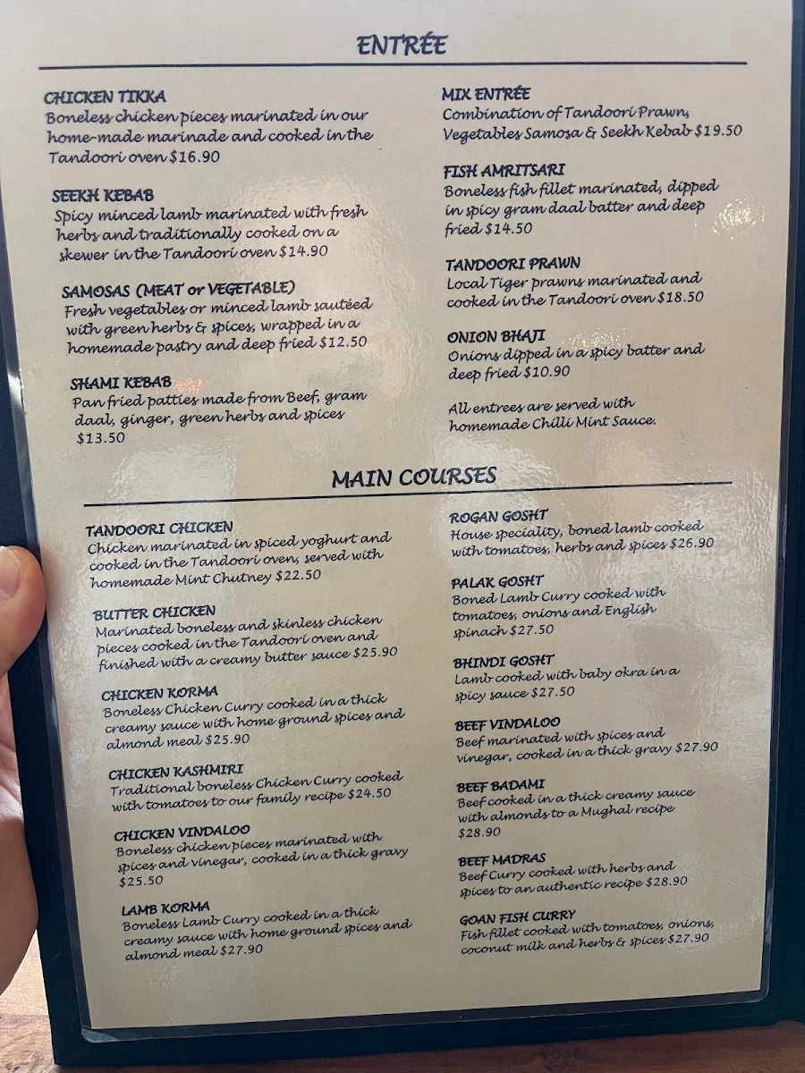 Menu, Shehnai Tandoori Indian Restaurant