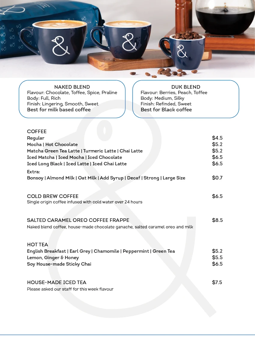 Menu, The Naked Duck Kent St