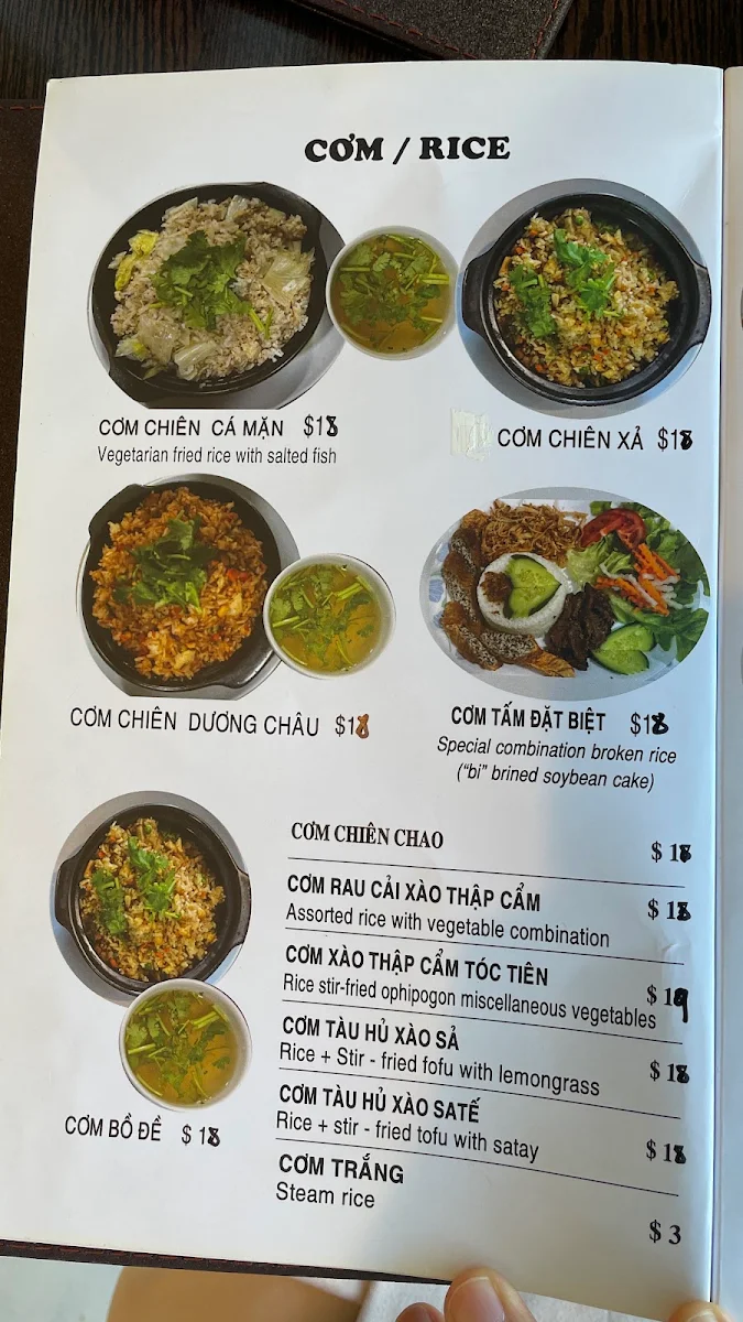 Menu, Bo De Tam Vegetarian Restaurant