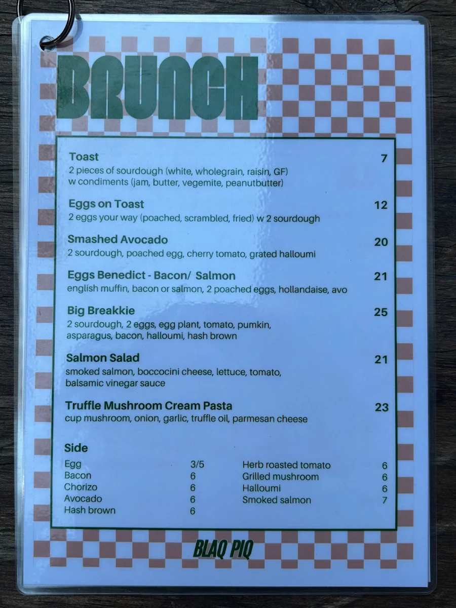 Menu, Blaq Piq