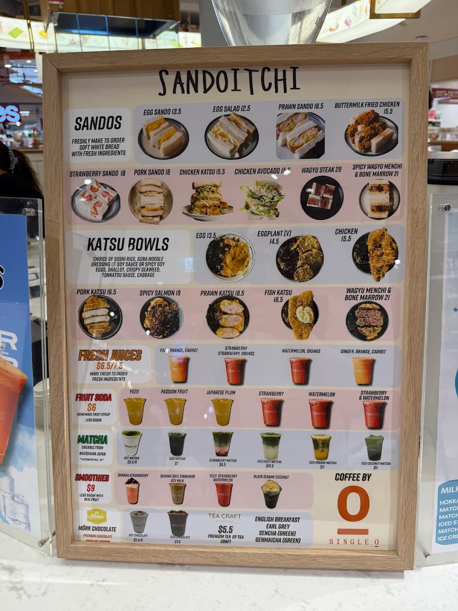 Menu, Sandoitchi Cafe Chatswood
