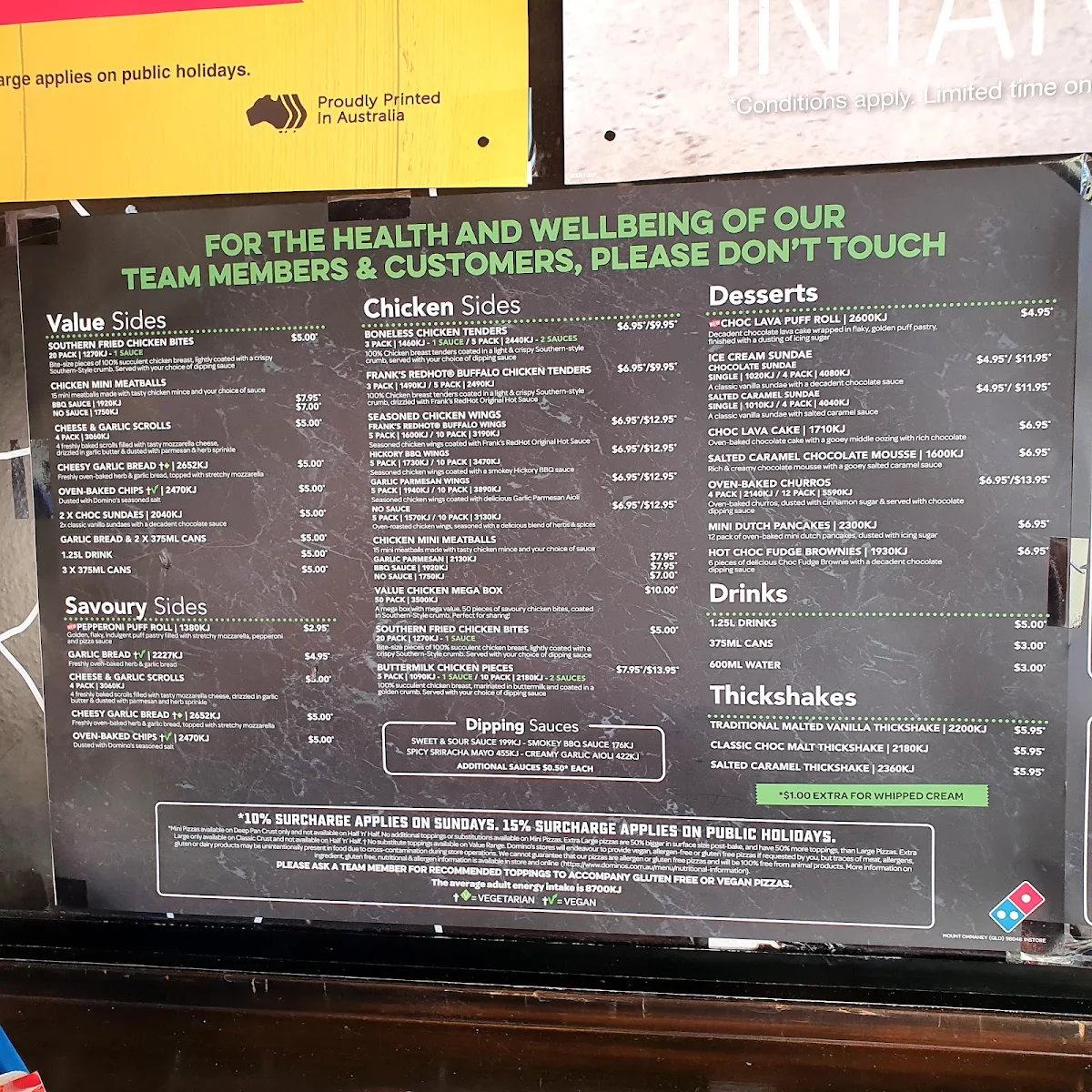 Menu, Domino's Pizza Mount Ommaney