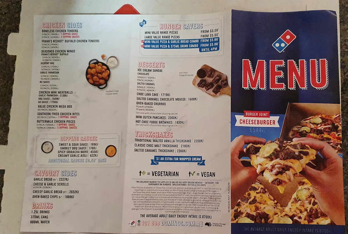 Menu, Domino's Pizza Mount Ommaney