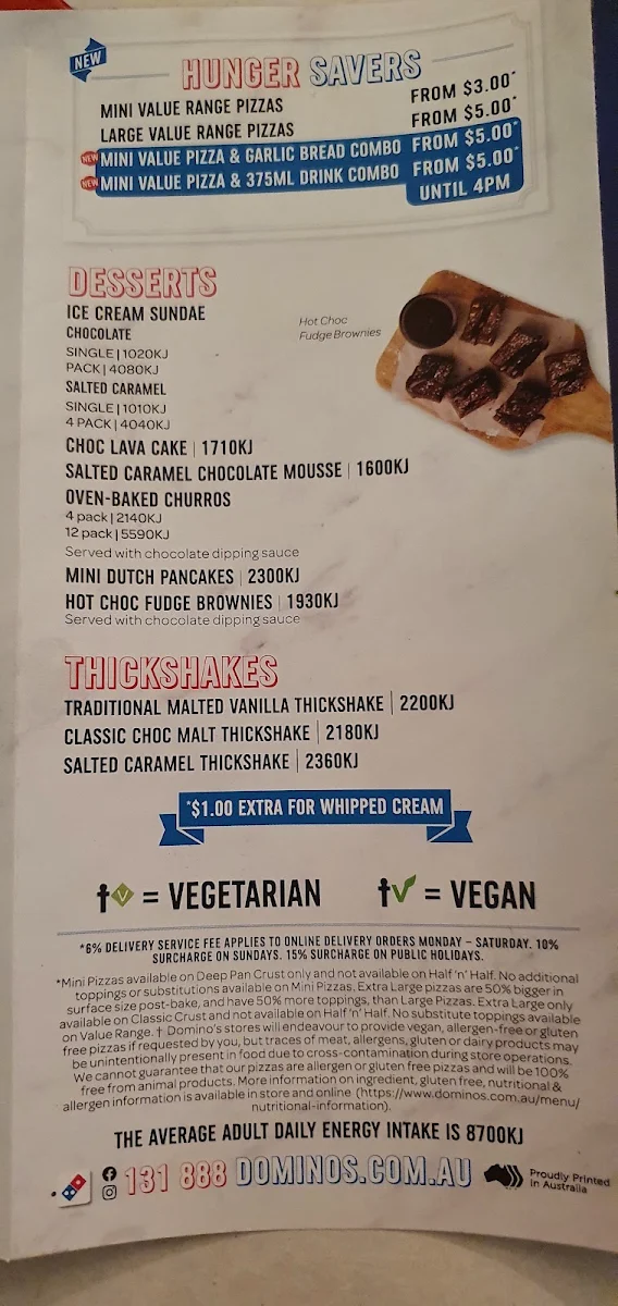 Menu, Domino's Pizza Mount Ommaney