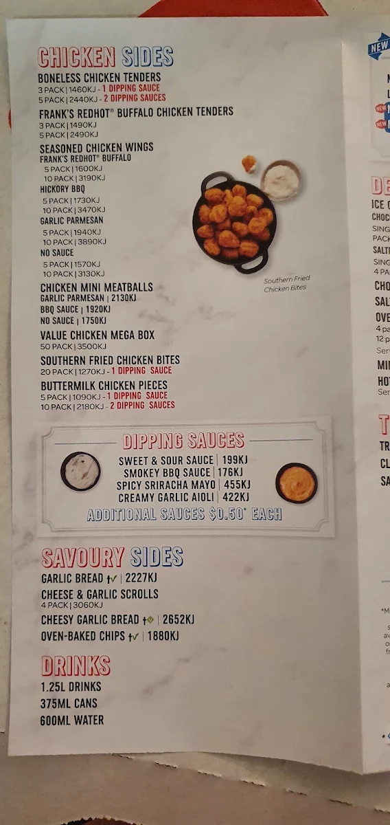Menu, Domino's Pizza Mount Ommaney
