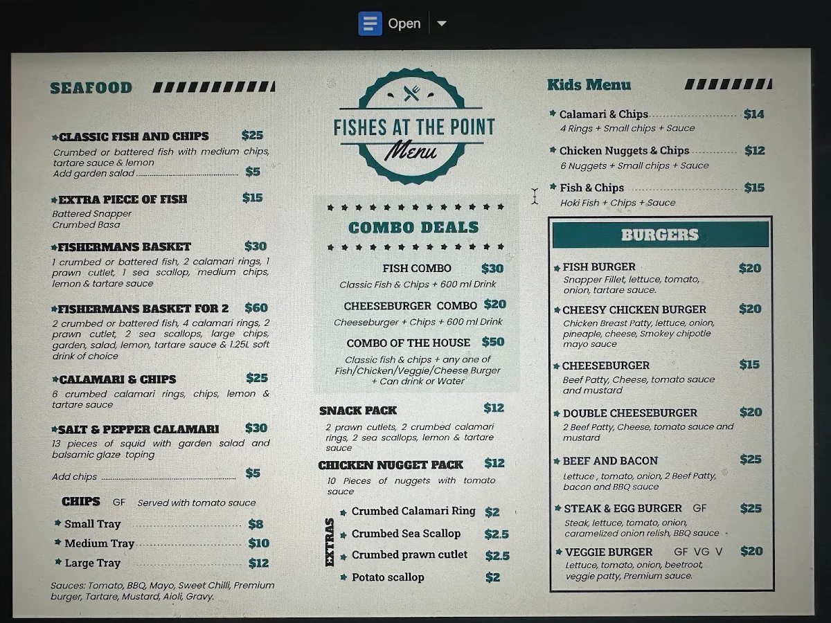 Menu, Fishes at the Point