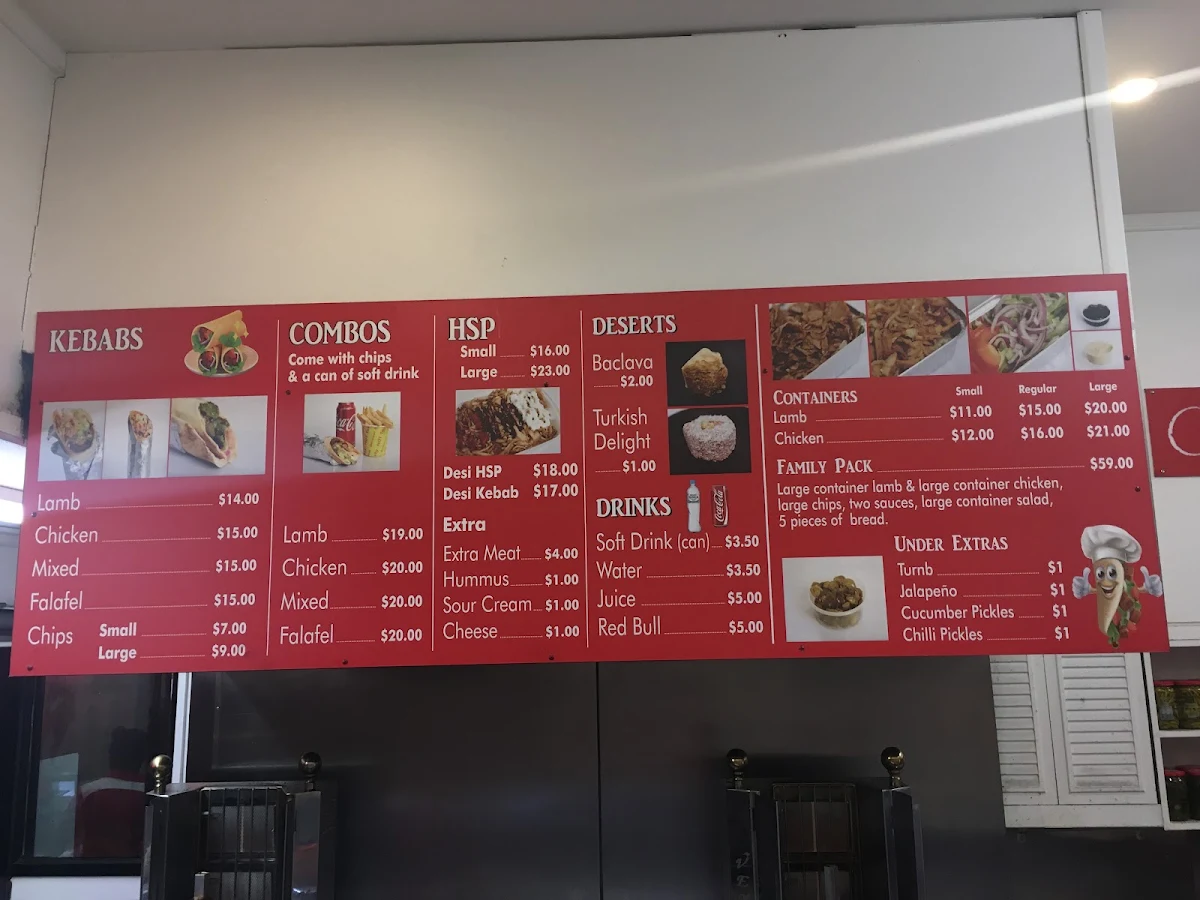 Menu, Coco Kebabs st kilda