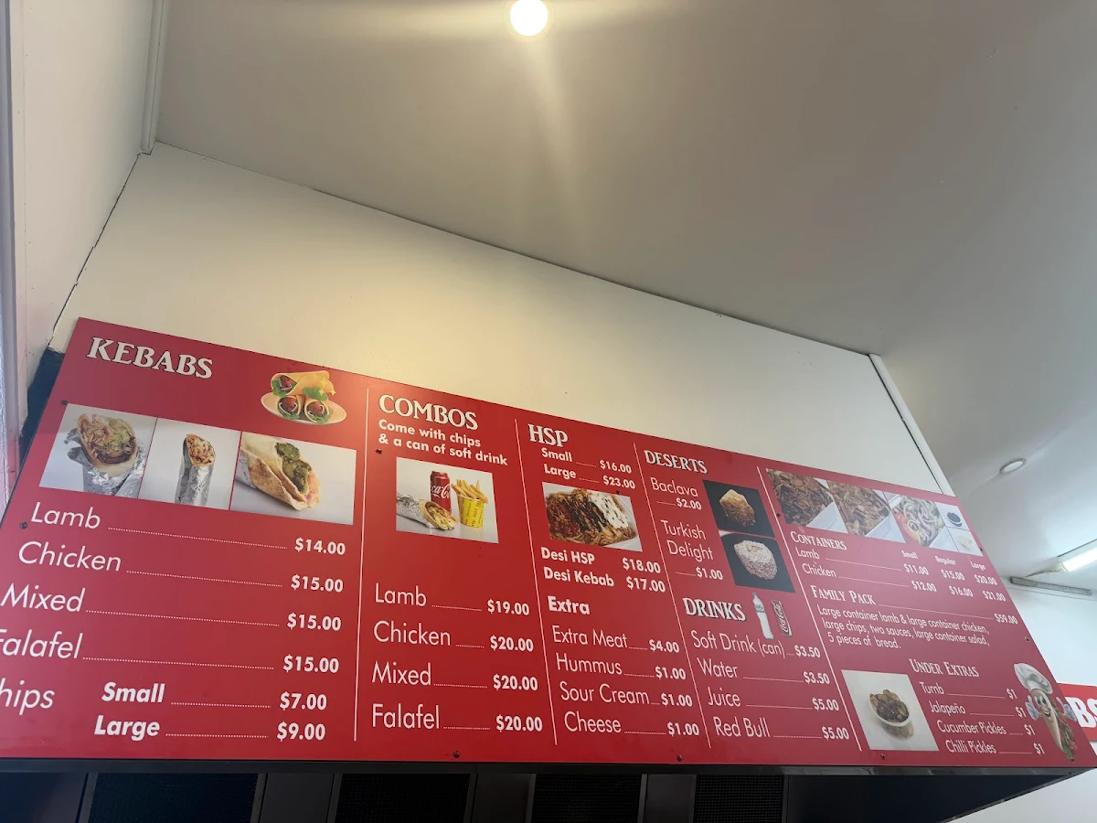 Menu, Coco Kebabs st kilda