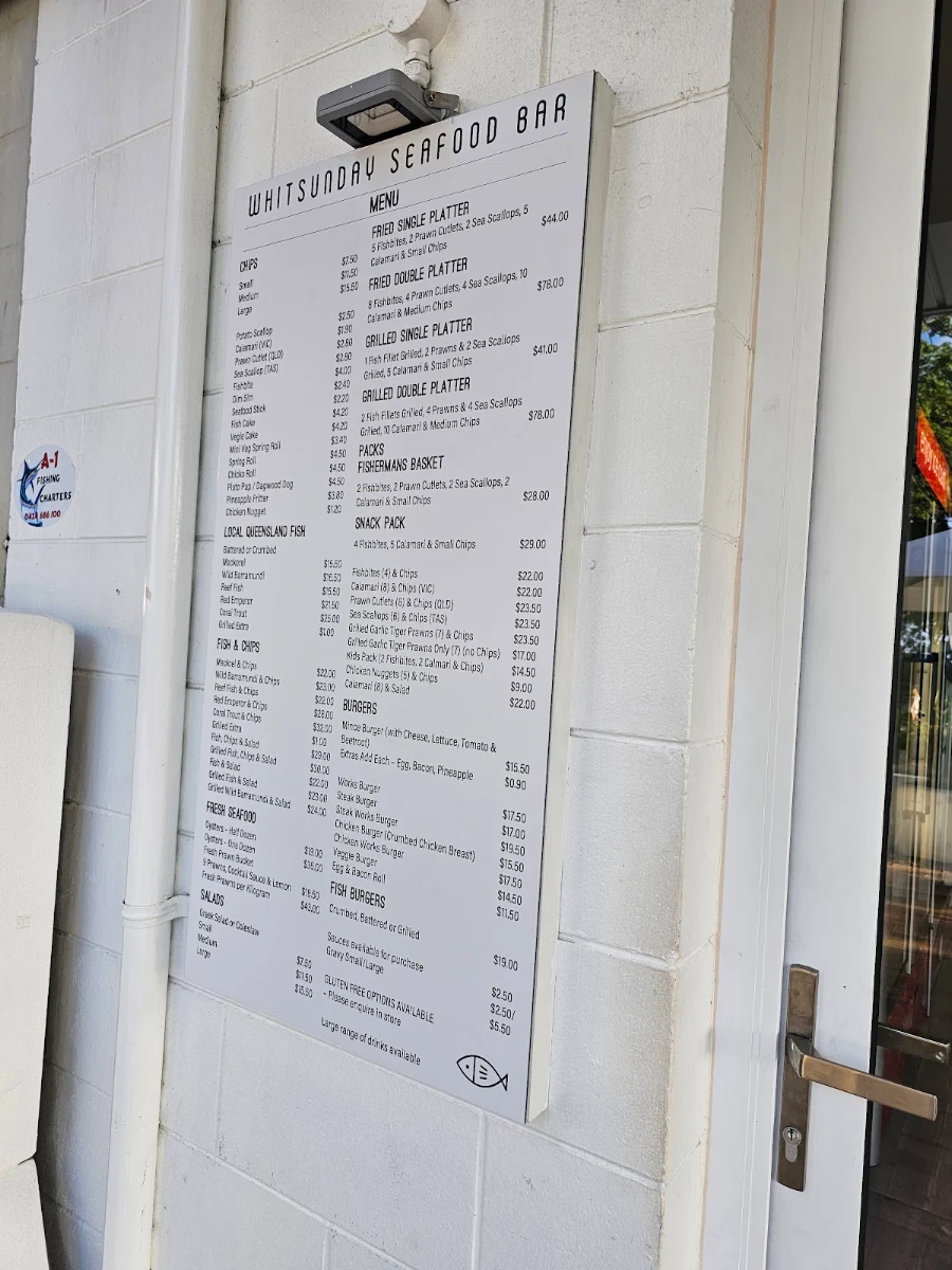 Menu, Whitsunday Seafood Bar