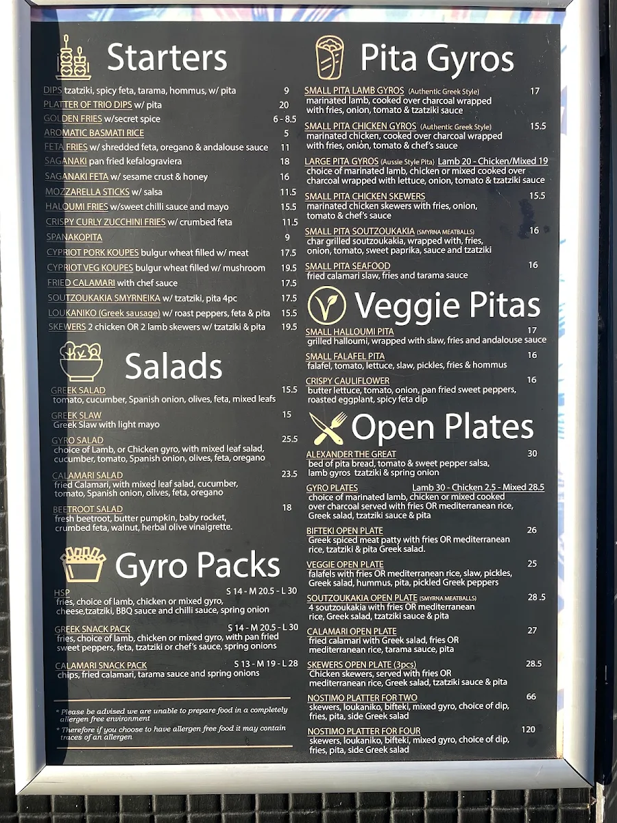 Menu, It's All Greek Authentic Gyros
