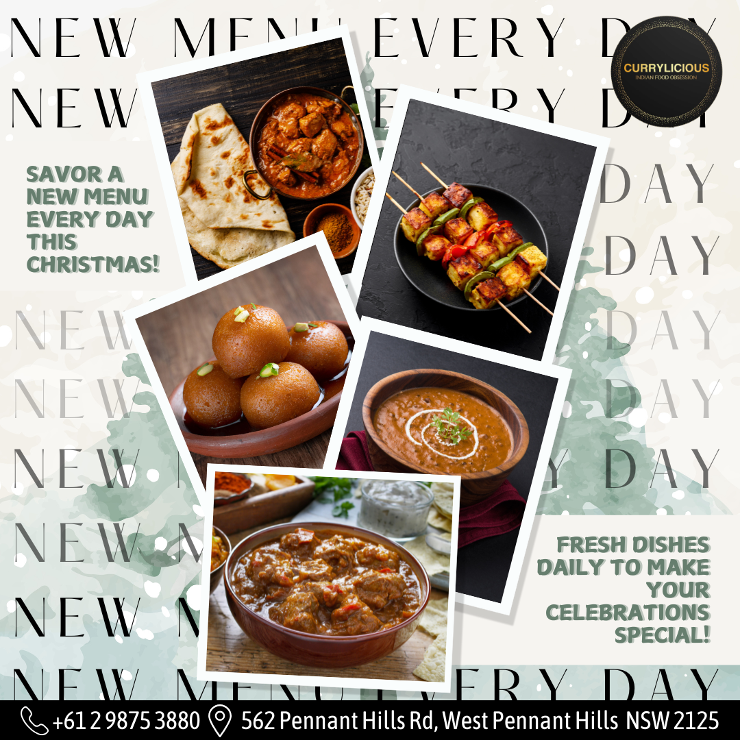 Menu, Currylicious (Indian food Obsession) West Pennant Hills