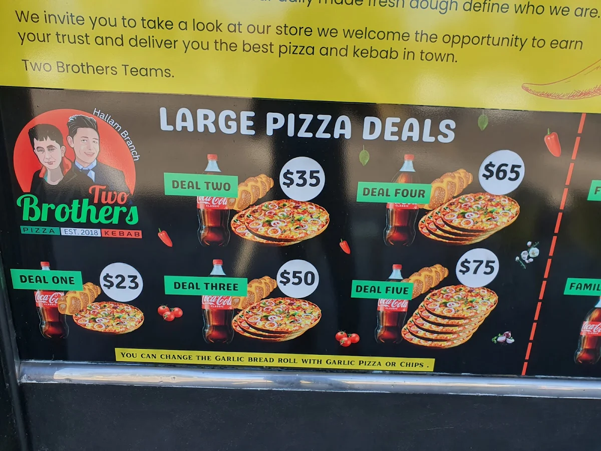 Menu, Two Brothers Pizza & Kebab Hallam