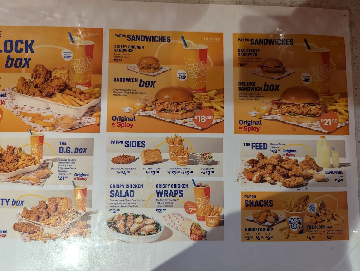 Menu, Pappa Flock - Parramatta