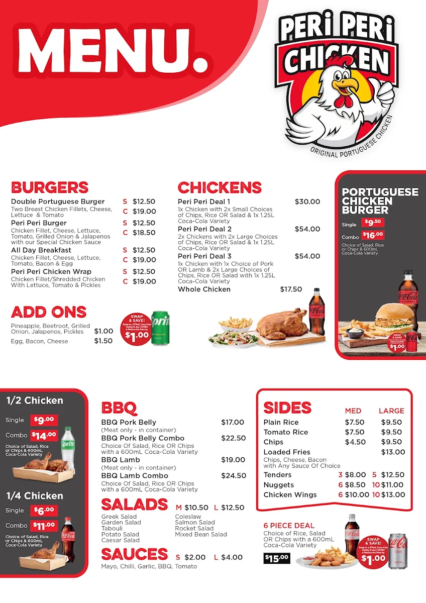 Menu, Peri Peri Chicken Sydney Olympic Park