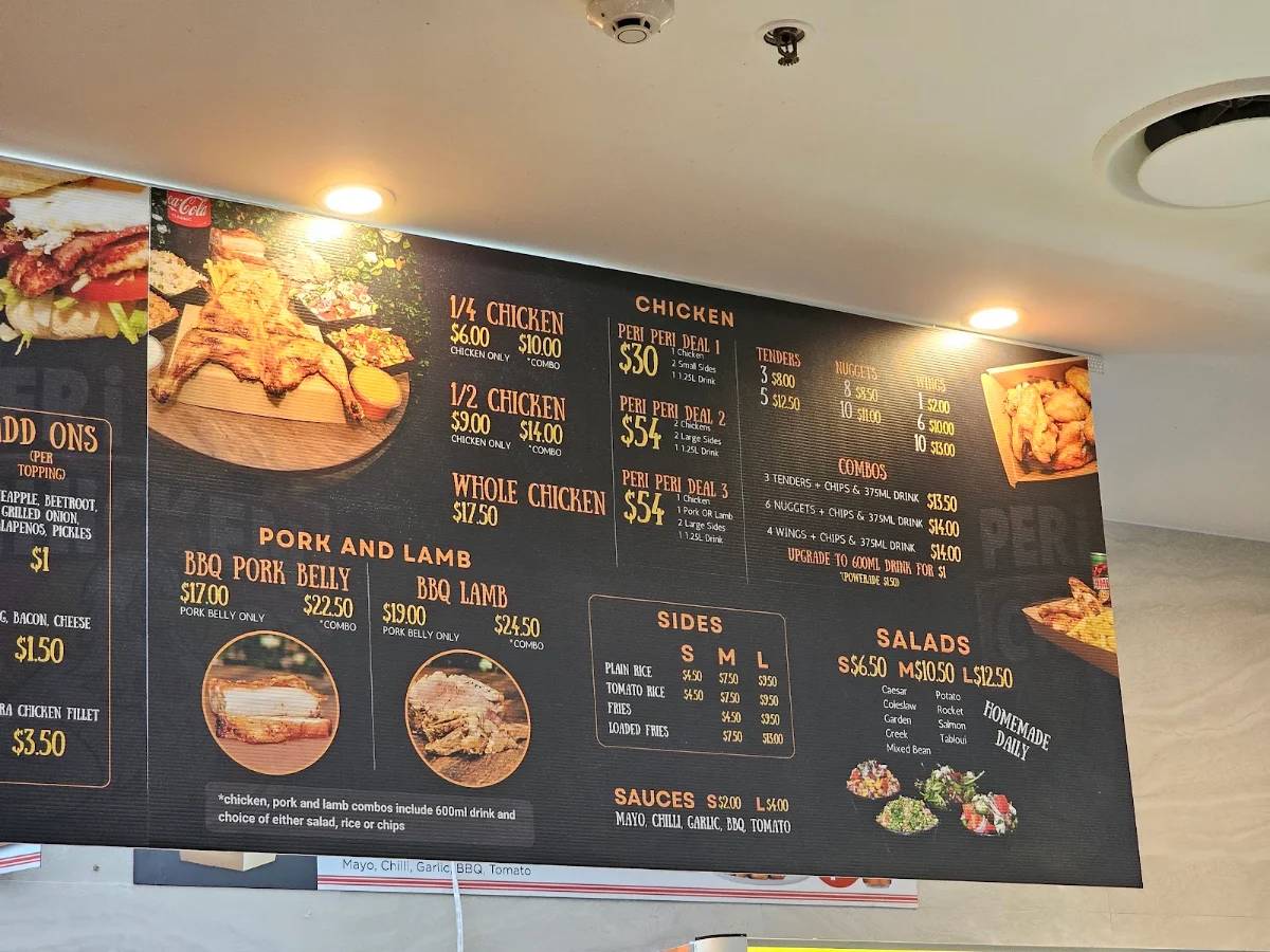 Menu, Peri Peri Chicken Sydney Olympic Park