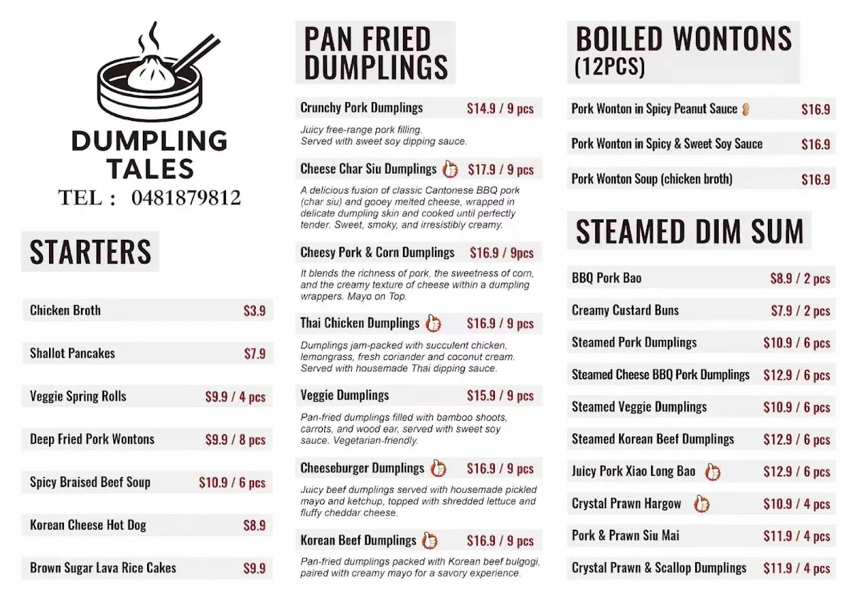 Menu, Dumpling Tales