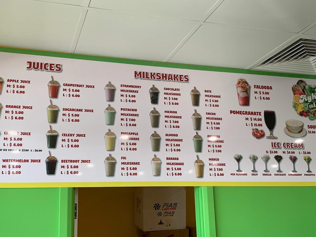 Menu, Khan Juice underwood