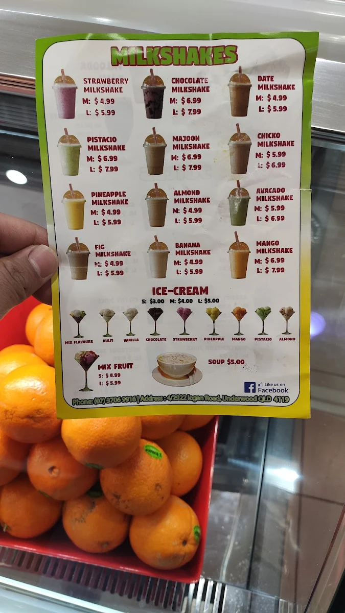 Menu, Khan Juice underwood