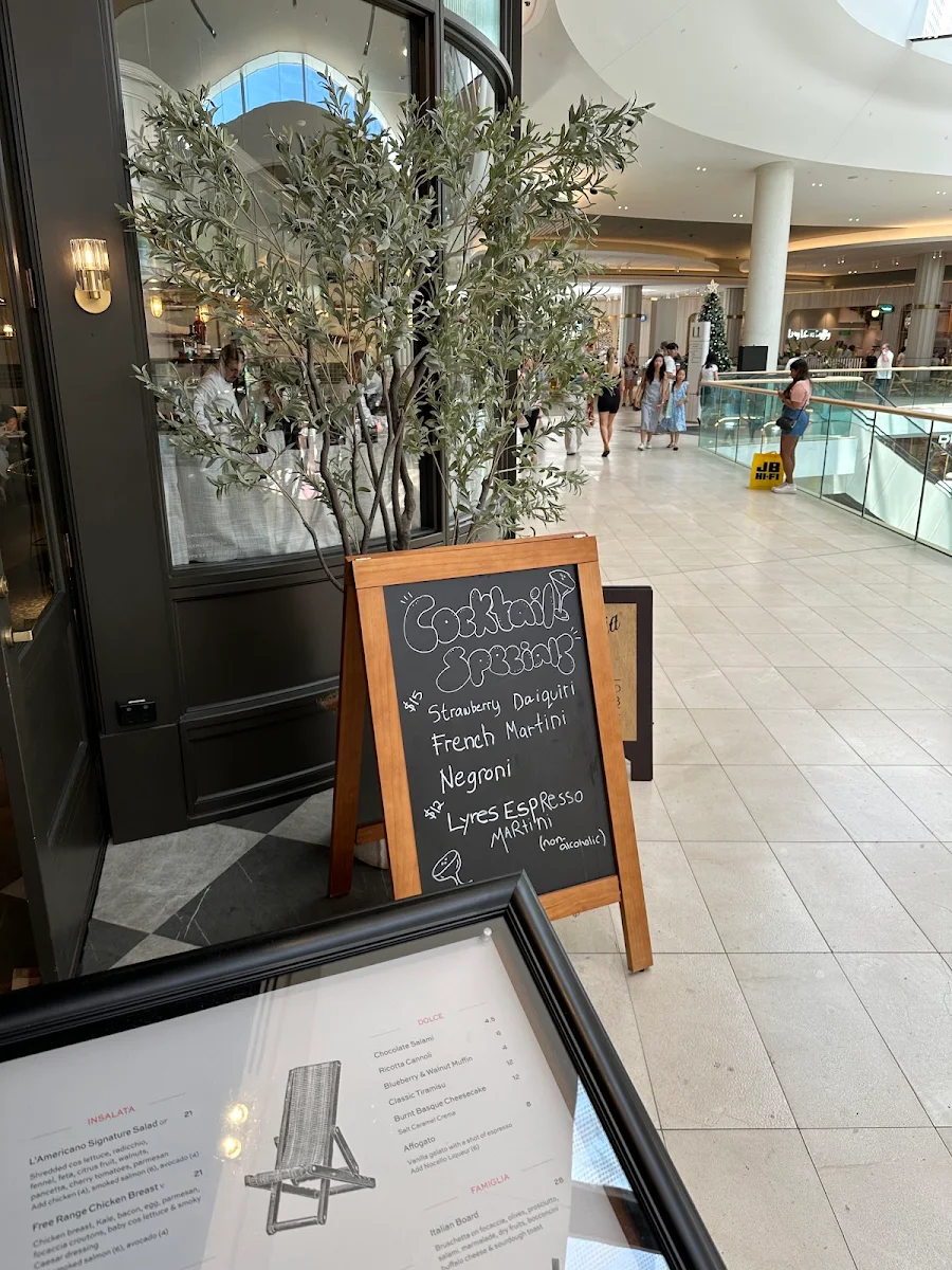 Menu, L'Americano Espresso Bar